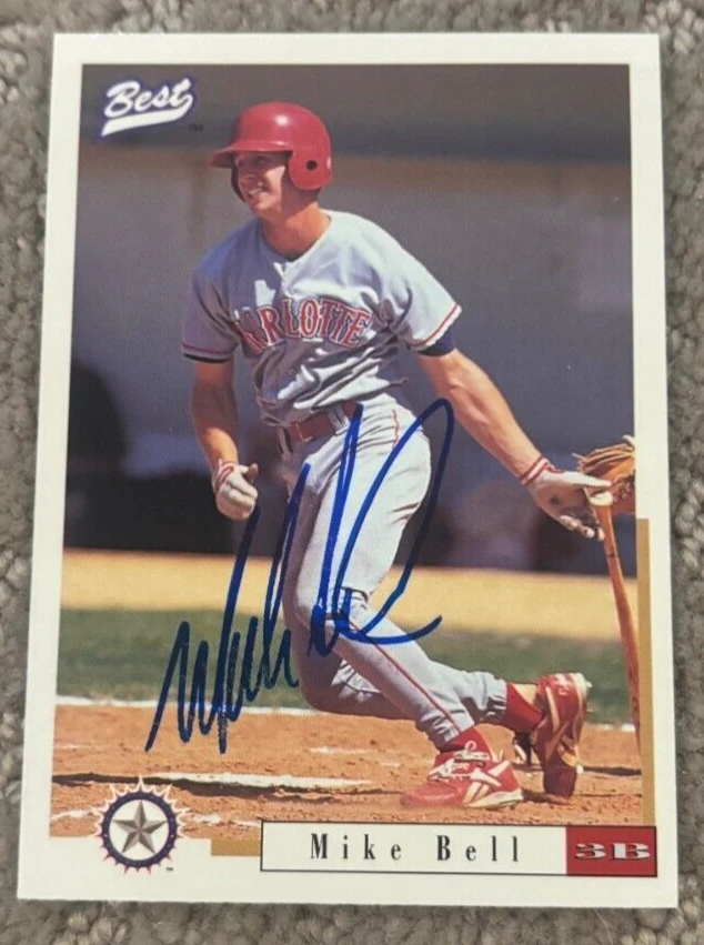 MIKE BELL Texas Rangers - Charlotte 1996 Best SIGNED / AUTOGRAPHED Card