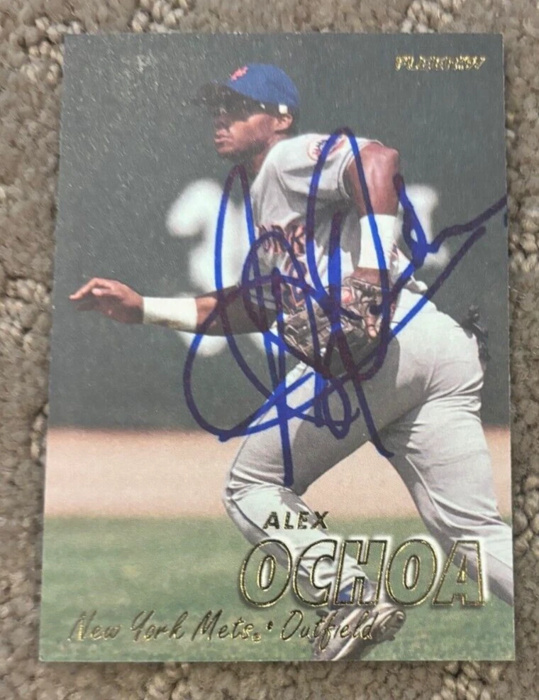 Alex Ochoa Autographed Signed 1997 Fleer Baseball Card #402 New York Mets
