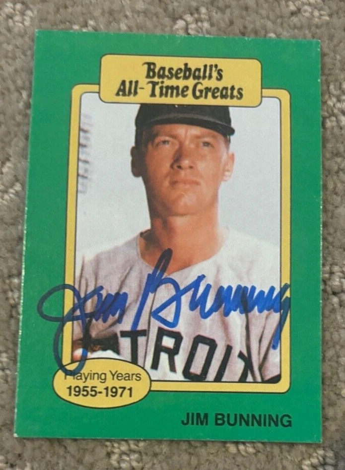 1987 Hygrade Baseball's All-Time Greats Jim Bunning signed autographed card