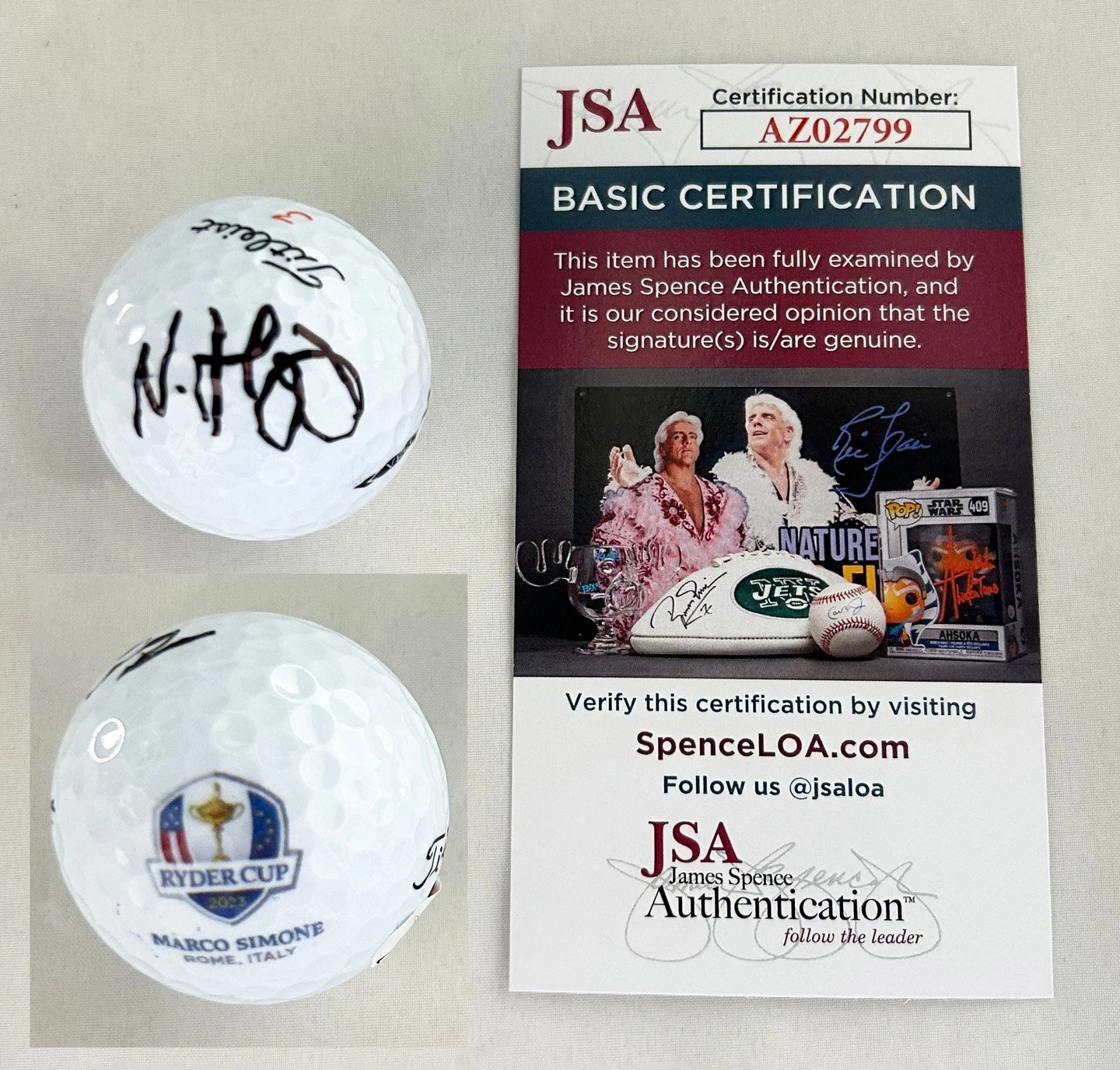 Nicolai Hojgaard Signed Golf Ball 2023 Ryder Cup JSA 1 COA