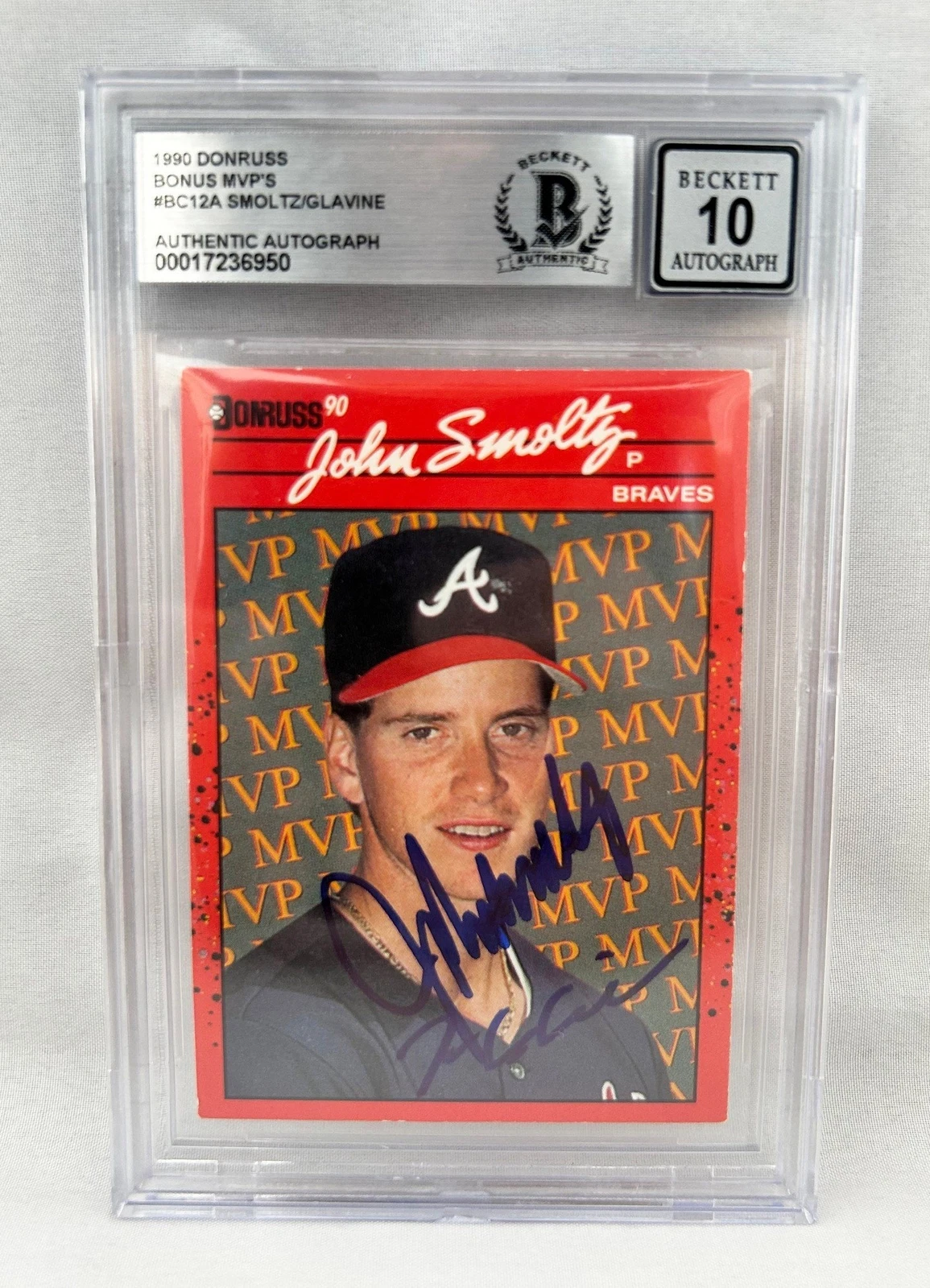 Tom Glavine and John Smoltz Signed Card 1990 Donruss Error Card #BC-12 Atlant...