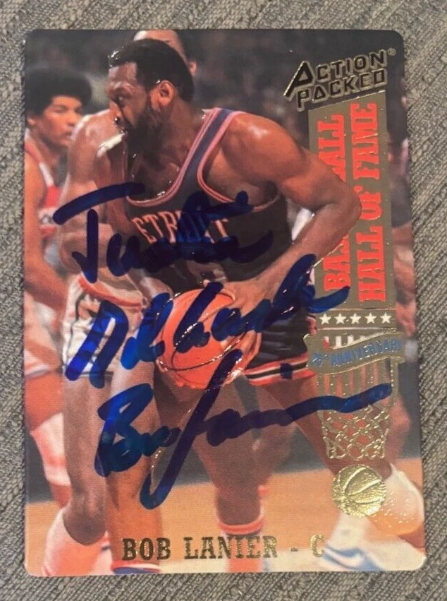 1993 Action Packed #42 Bob Lanier signed autographed card Detroit Pistons HOF