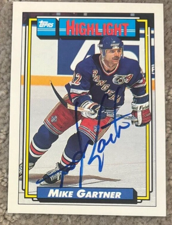 1992-93 Topps Mike Gartner signed autographed card New York Rangers #264