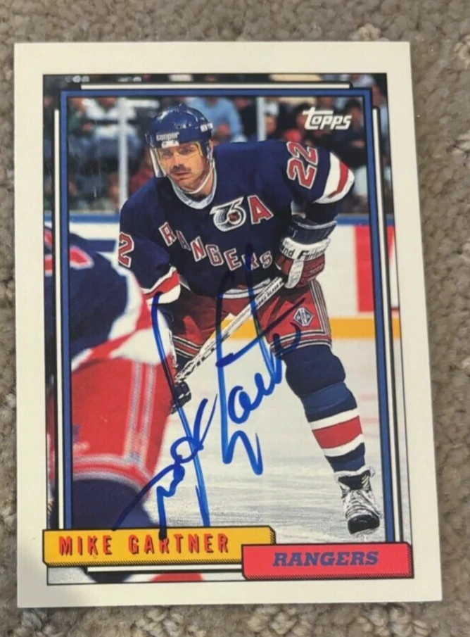 Mike Gartner New York Rangers 1992-93 Topps signed autographed card #404