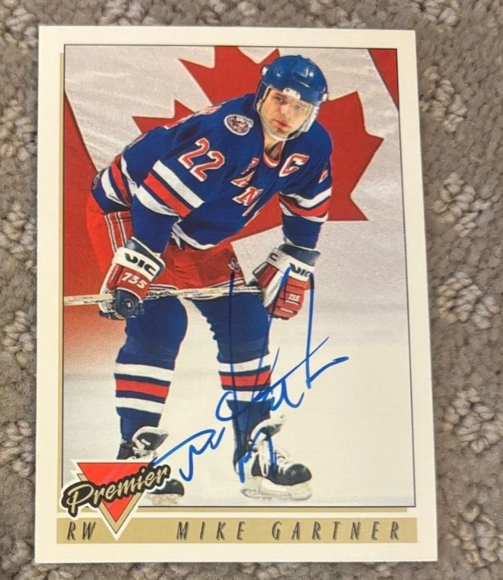 1993-94 Topps Premier #384 Mike Gartner Rangers signed autographed card
