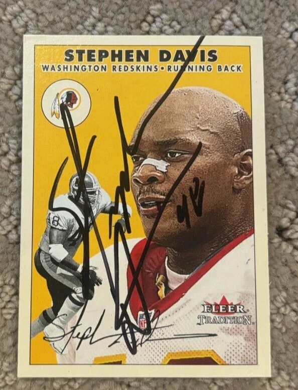 Stephen Davis signed autographed card 2000 Fleer Tradition Washington Redskins