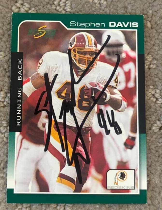 Stephen Davis signed autographed 2000 SCORE Card Washington Redskins