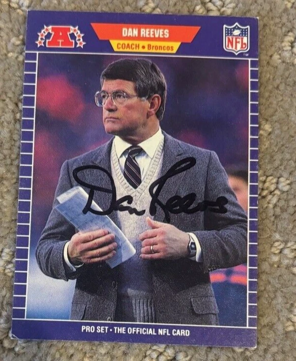 Dan Reeves Signed 1989 Pro Set Denver Broncos Autographed CARD