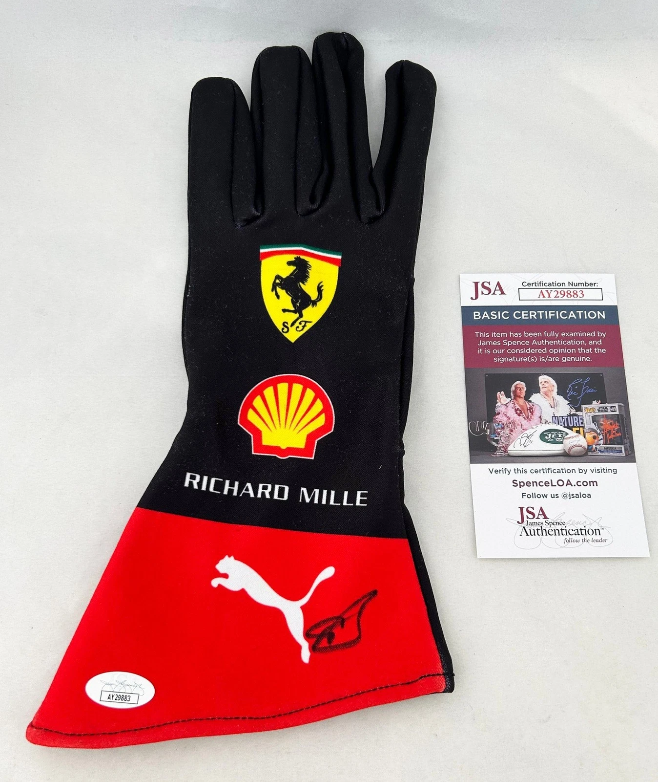 Oliver Bearman Signed Racing Glove Ferrari Haas Formula 1 JSA 1 COA