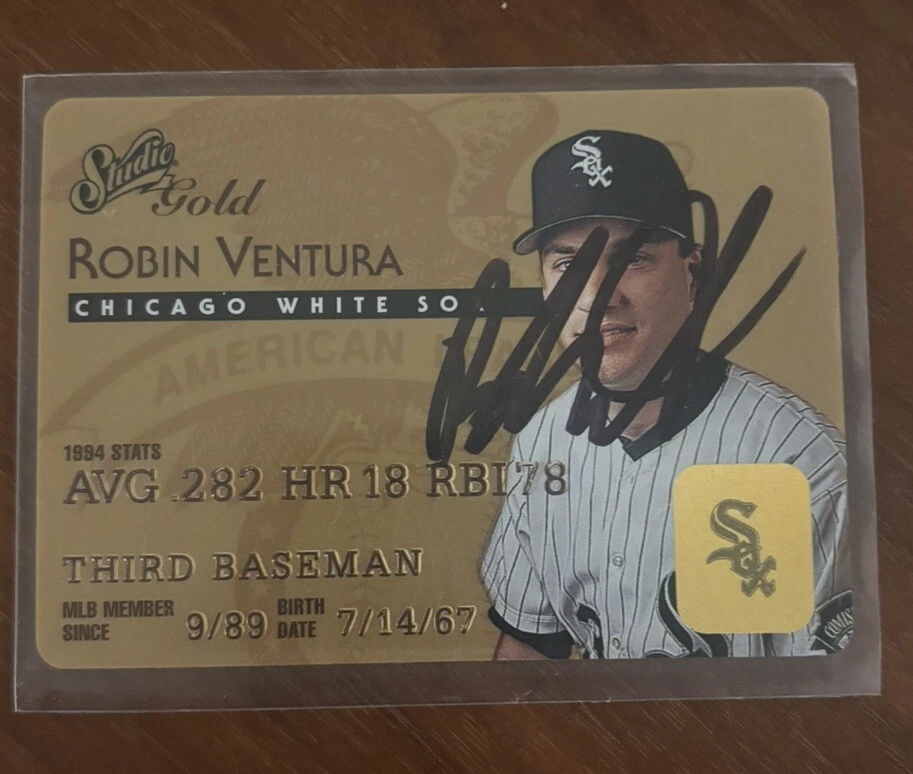 1995 Studio Gold ROBIN VENTURA signed autographed card White Sox