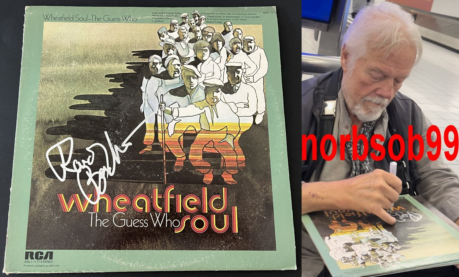 RANDY BACHMAN SIGNED THE GUESS WHO WHEATFIELD SOUL VINYL EXACT PROOF BECKETT COA
