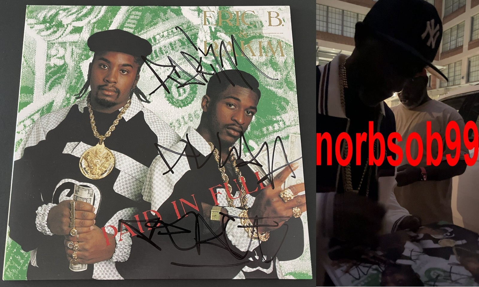 ERIC B. & RAKIM SIGNED AUTOGRAPH PAID IN FULL VINYL w/EXACT PROOF & BECKETT COA