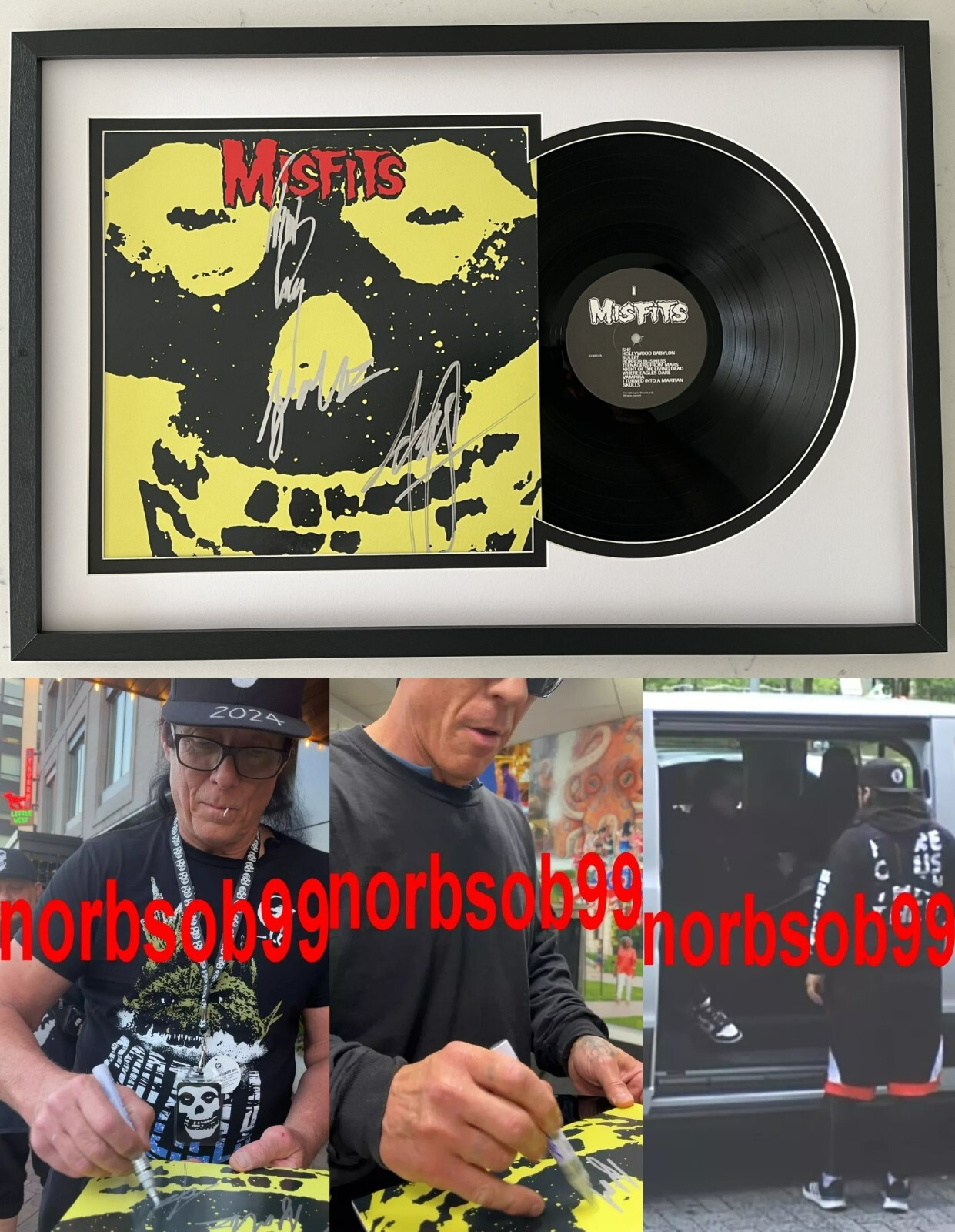 MISFITS GLENN DANZIG +2 SIGNED COLLECTION 1 FRAMED VINYL EXACT PROOF BECKETT LOA