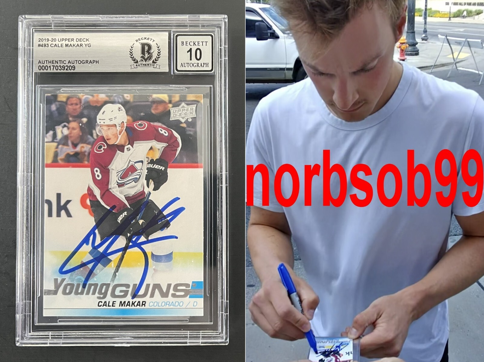 CALE MAKAR SIGNED 2019 UPPER DECK YOUNG GUNS RC EXACT VIDEO PROOF BECKETT 10 BGS