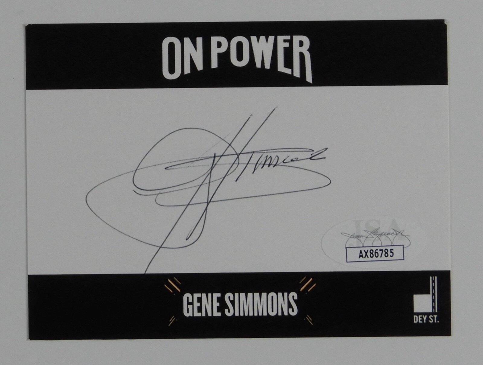 KISS Gene Simmons JSA Autograph Signed Book Plate Not Attached On Power