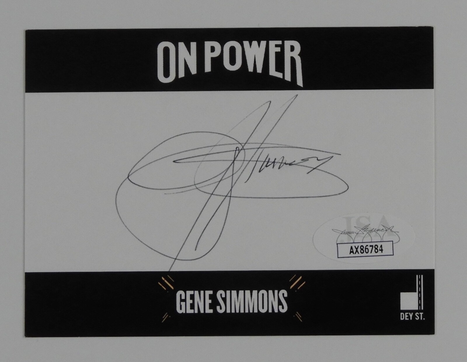 KISS Gene Simmons JSA Autograph Signed Book Plate Not Attached On Power