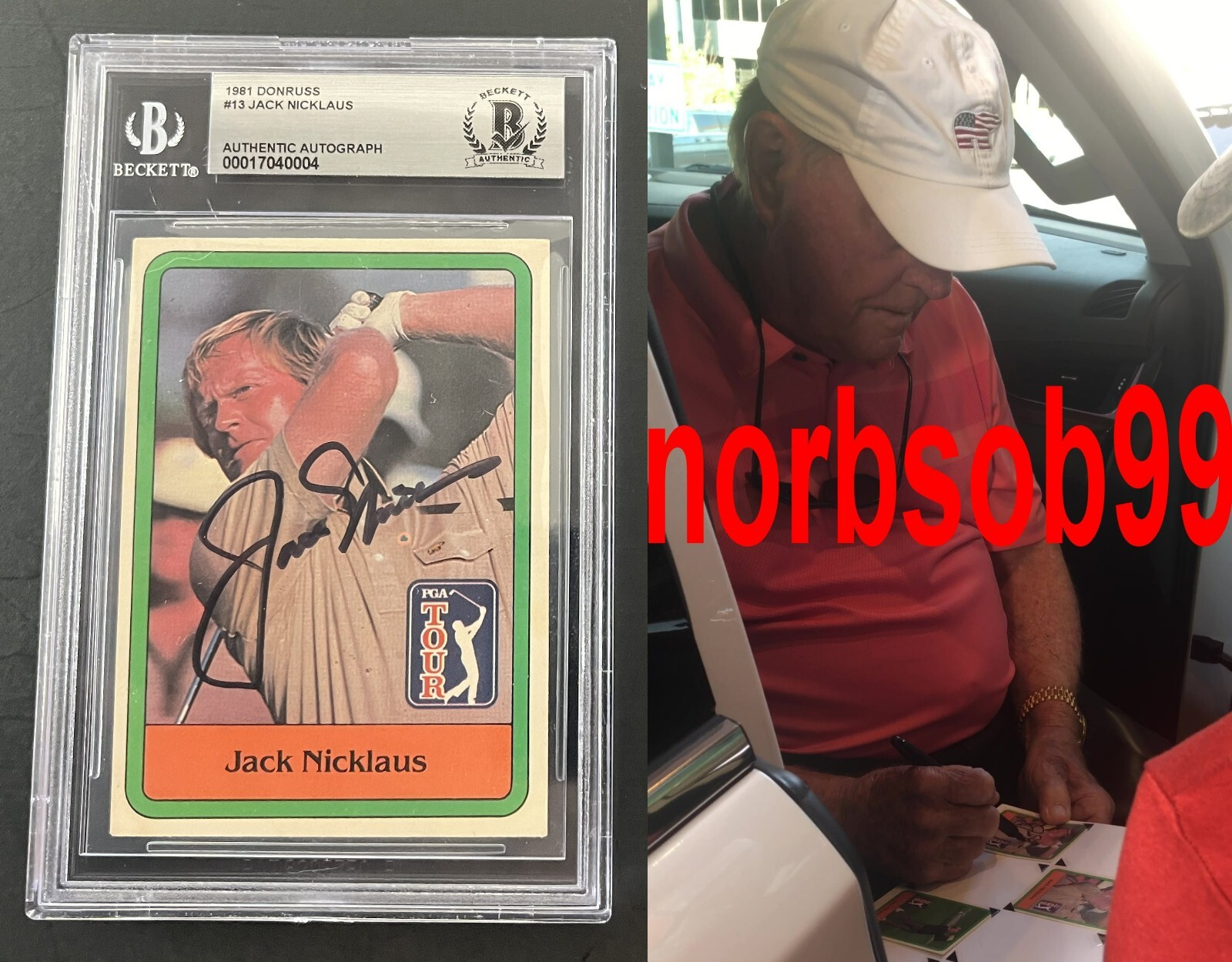 JACK NICKLAUS SIGNED 1981 DONRUSS ROOKIE CARD RC w/EXACT VIDEO PROOF BECKETT BGS