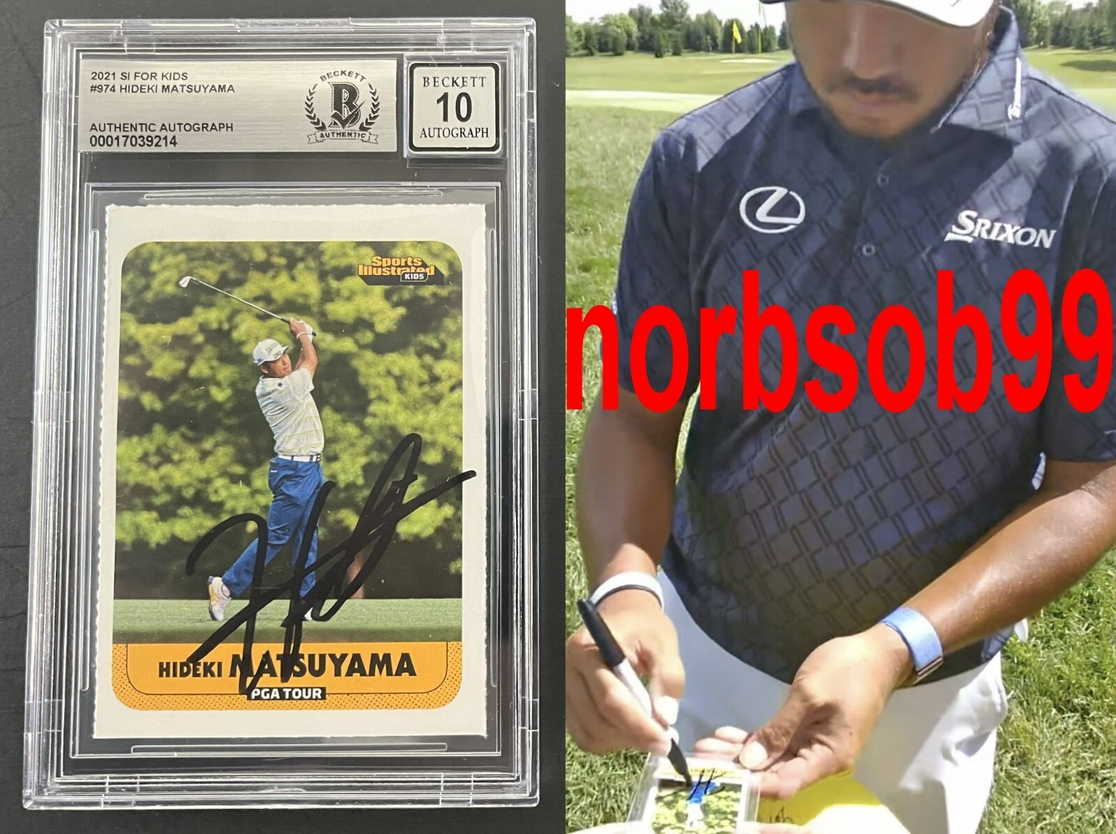 HIDEKI MATSUYAMA SIGNED 2021 SI FOR KIDS RC w/EXACT VIDEO PROOF BECKETT BGS 10