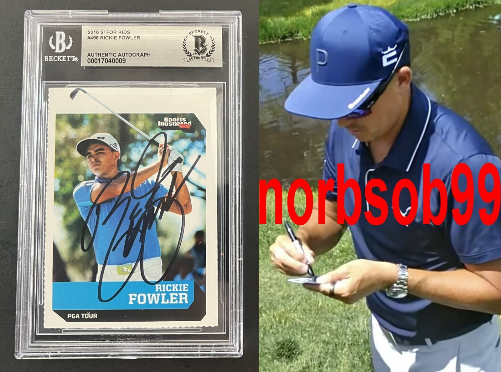 RICKIE FOWLER SIGNED 2016 SI FOR KIDS ROOKIE CARD wEXACT VIDEO PROOF BECKETT BGS