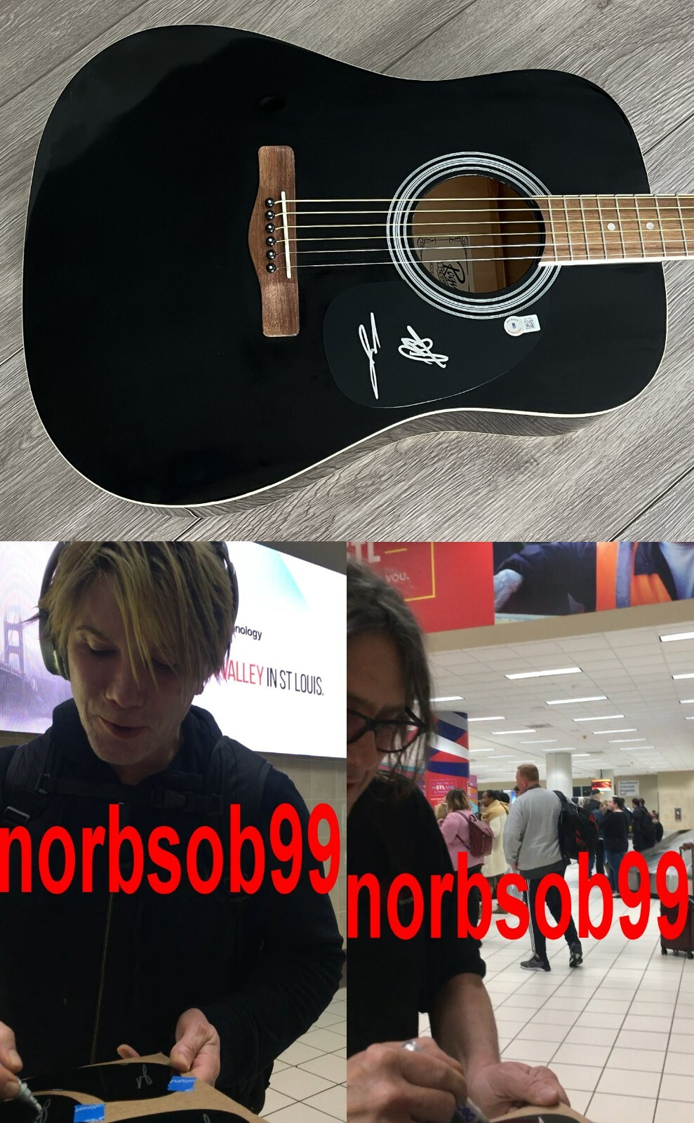 GOO GOO DOLLS JOHNNY RZEZNIK +1 SIGNED ACOUSTIC GUITAR w/EXACT PROOF BECKETT COA