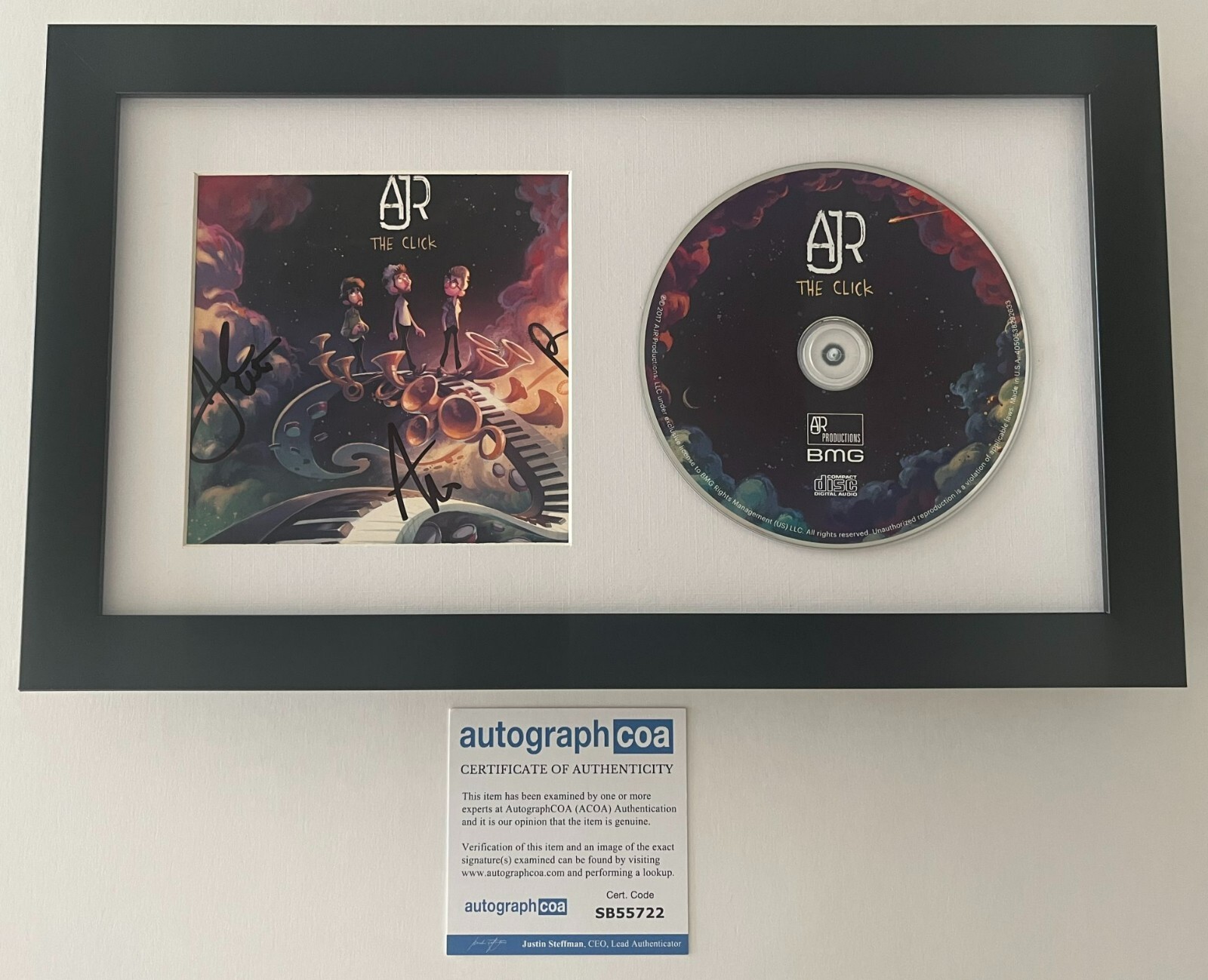 AJR SIGNED THE CLICK FRAMED & MATTED CD W/ AUTOGRAPH ACOA COA ADAM JACK RYAN MET COLLECTIBLE MEMORABILIA
