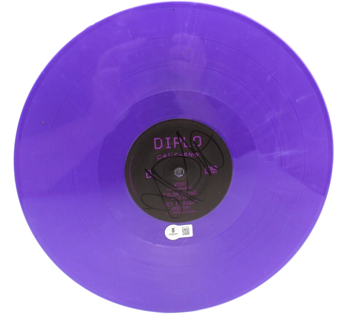 Diplo Signed California Vinyl Album Purple Record Only LP W/BECKETT COA BN71257