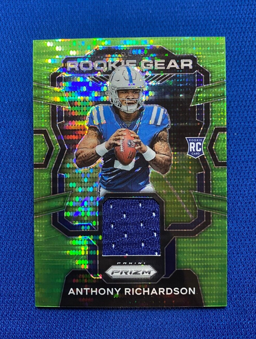 2023 PANINI PRIZM ANTHONY RICHARDSON COLTS ROOKIE GEAR GREEN JERSEY RELIC CARD