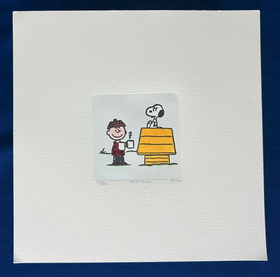 CHARLIE BROWN SNOOPY DOG HOUSE SOWA & REISER HAND PAINTED ETCHING PAINTING /500 COLLECTIBLE MEMORABILIA