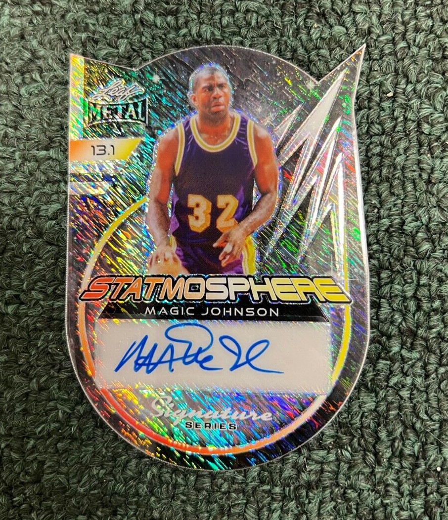 2024 LEAF METAL MAGIC JOHNSON LAKERS STATMOSPHERE DIE CUT AUTO AUTOGRAPHED 1/2