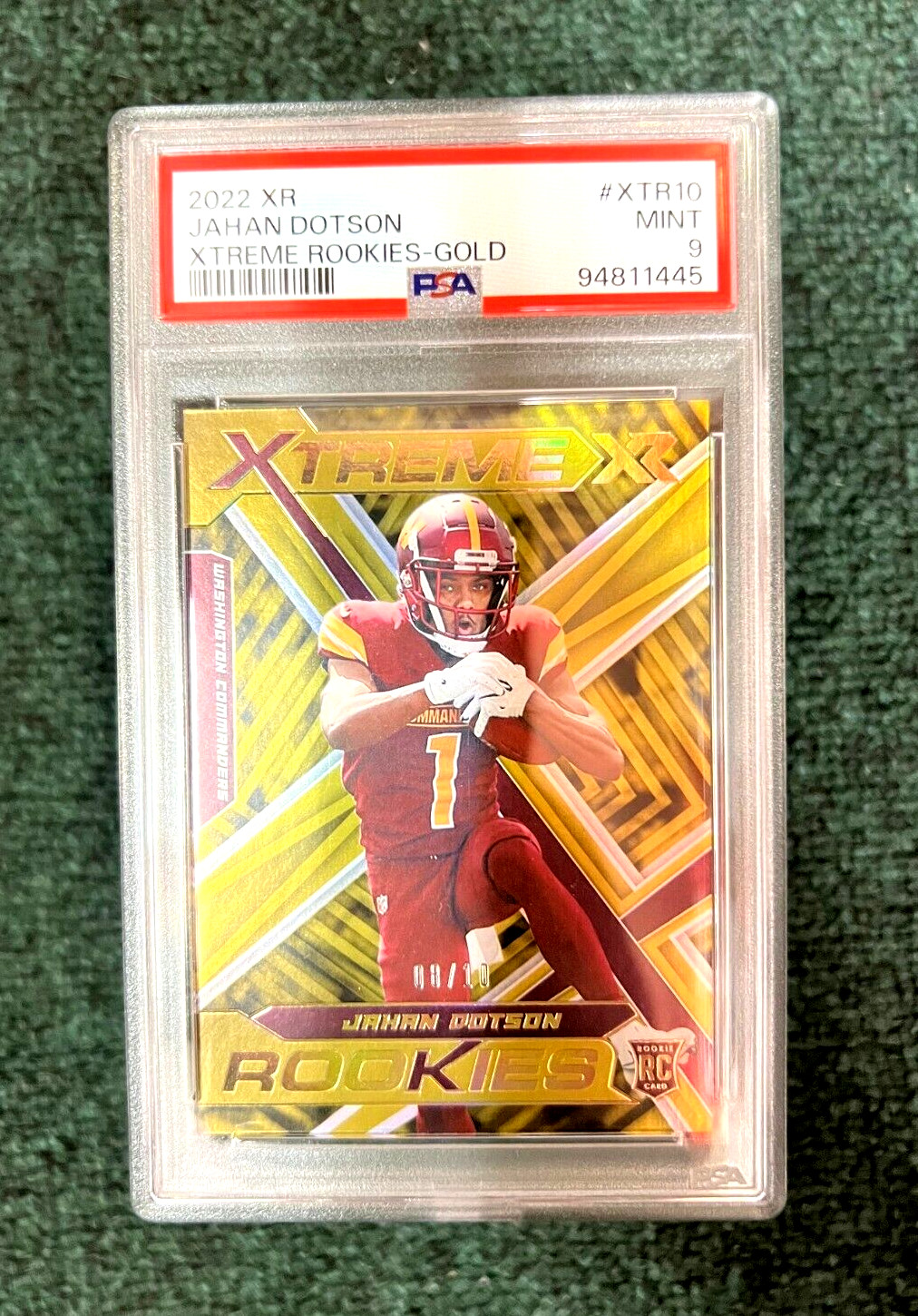 2022 PANINI XR JAHAN DOTSON COMMANDERS XTREME ROOKIES GOLD #XTR10 PSA 9 MINT