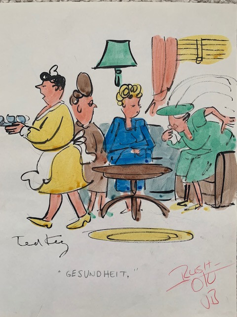 TED KEY SIGNED ORIGINAL 1950's COLOR ORIGINAL ARTWORK+COA HAZEL GESUNDHEIT