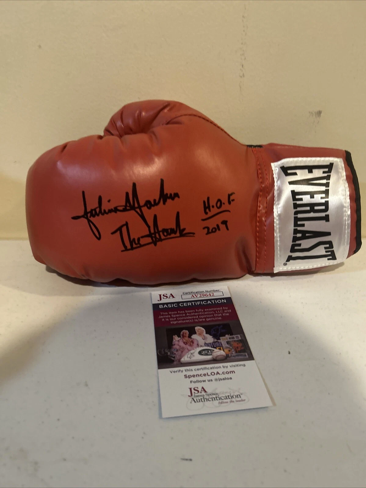 JULIAN JACKSON THE HAWK SIGNED AUTOGRAPH EVERLAST BOXING GLOVE JSA COA CHAMP HOF