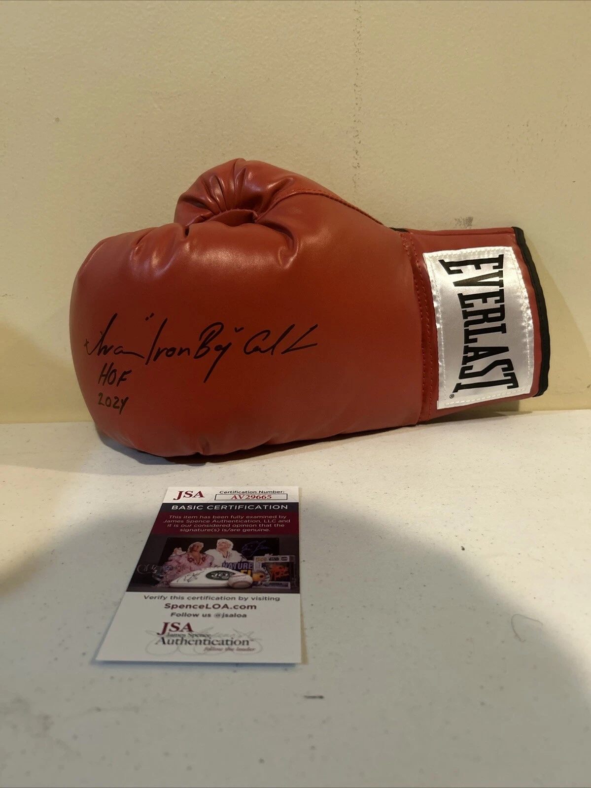 IVAN IRON BOY CALDERON SIGNED AUTOGRAPH BOXING GLOVE JSA COA HOF 2024 CHAMPION