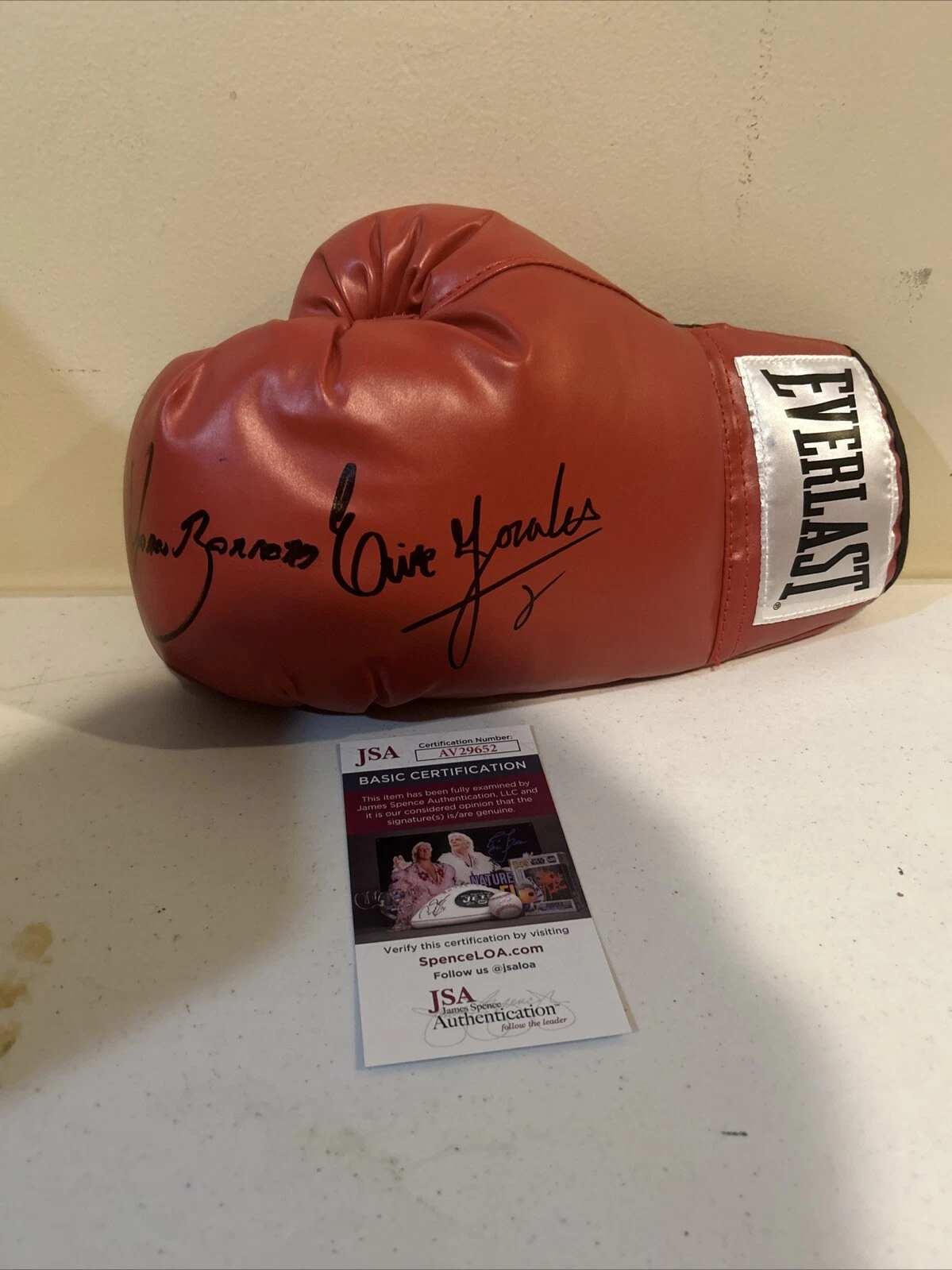 ERIK MORALES MARCO ANTONIO BARRERA SIGNED AUTOGRAPH BOXING GLOVE JSA COA MEXICAN