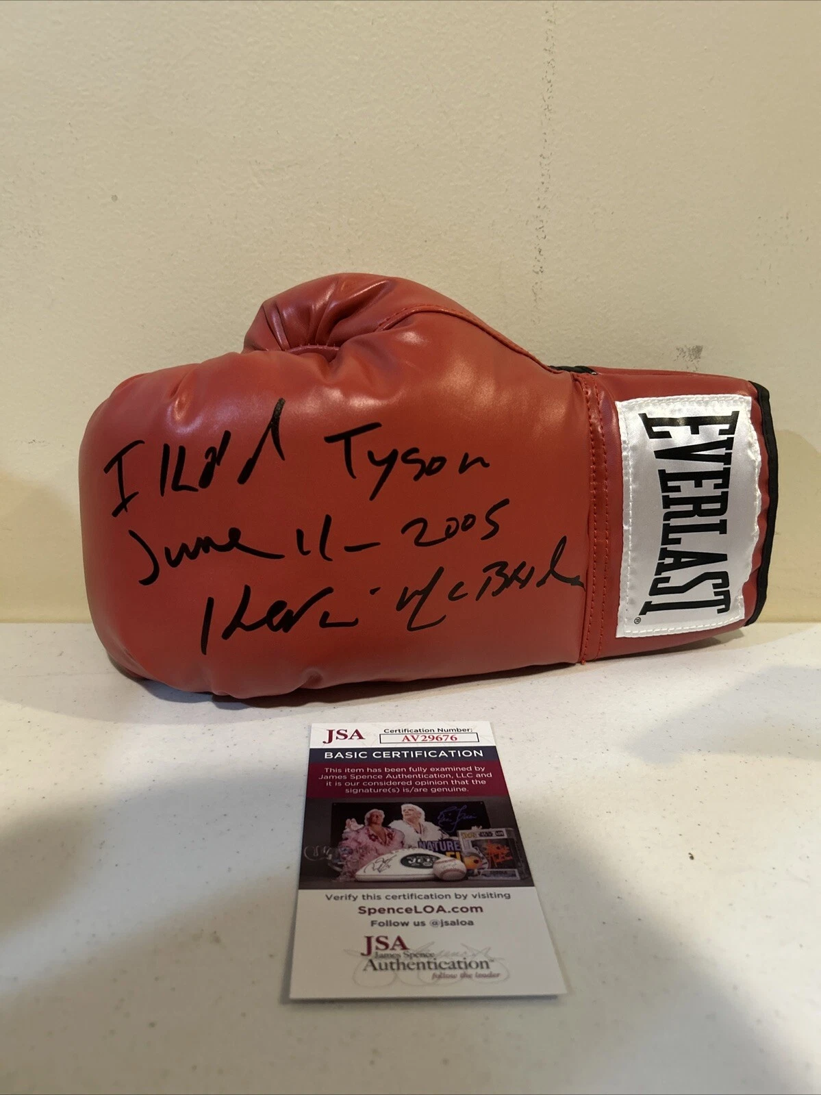 KEVIN MCBRIDE SIGNED AUTOGRAPH EVERLAST BOXING GLOVE JSA COA BOXER MIKE TYSON KO