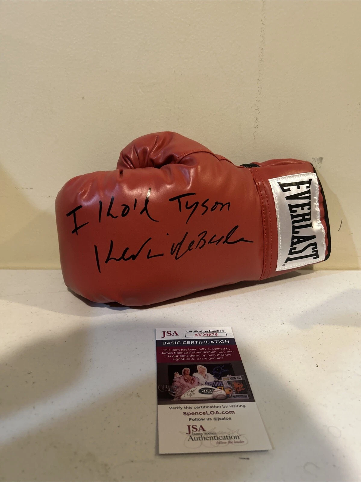 KEVIN MCBRIDE SIGNED AUTOGRAPH EVERLAST BOXING GLOVE JSA COA BOXER MIKE TYSON KO