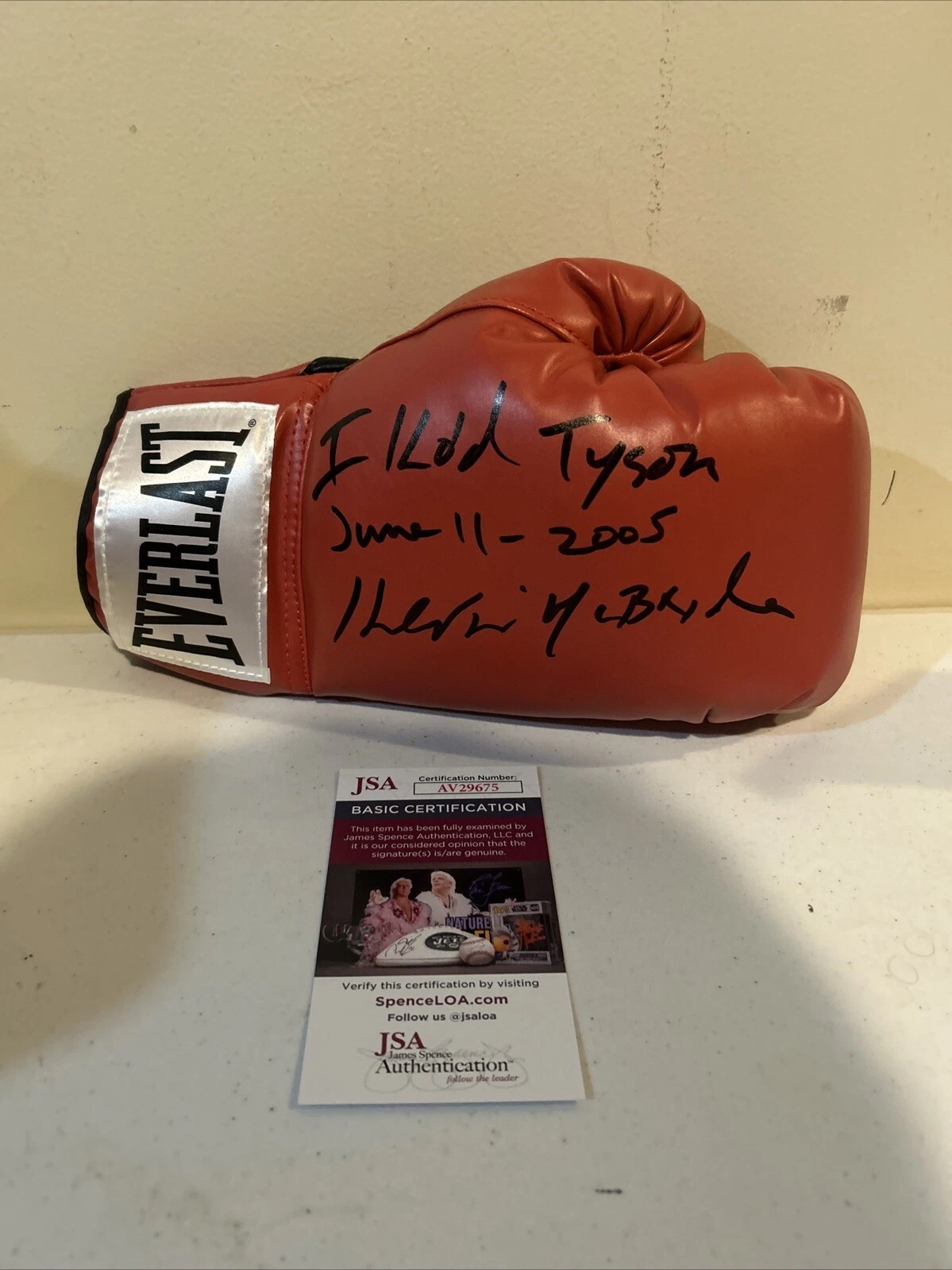 KEVIN MCBRIDE SIGNED AUTOGRAPH EVERLAST BOXING GLOVE JSA COA BOXER MIKE TYSON KO