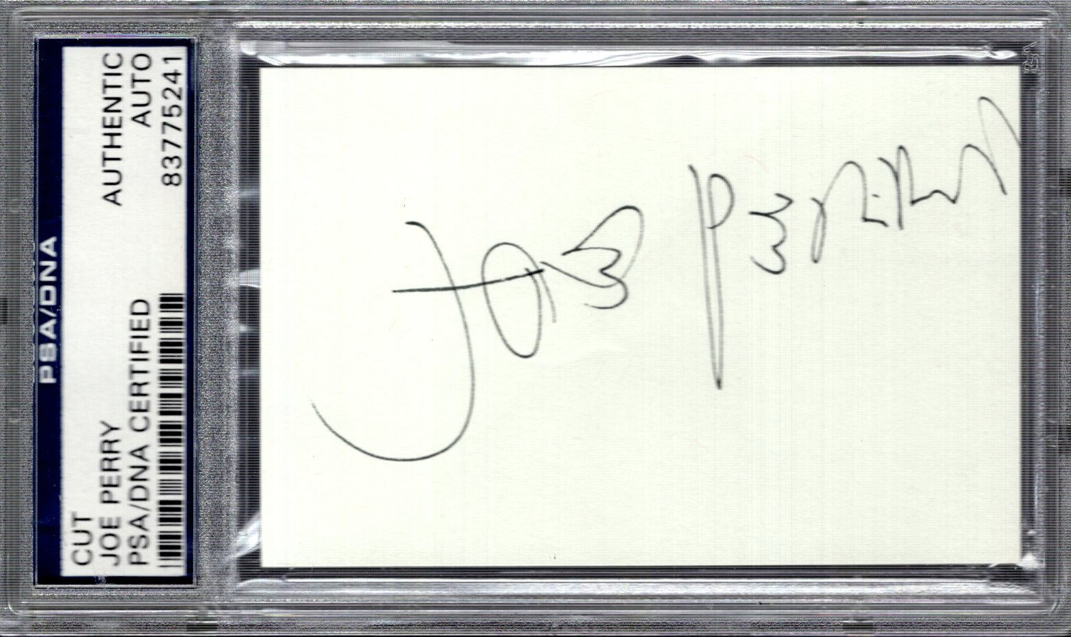 JOE PERRY HAND SIGNED CUT SIGNATURE AEROSMITH GUITARIST PSA SLABBED