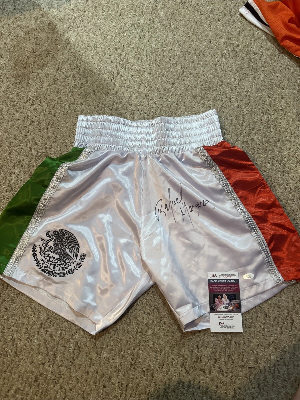 RAFAEL MARQUEZ SIGNED AUTOGRAPH BOXING TRUNKS JSA COA BOXER STAR CHAMP HOF