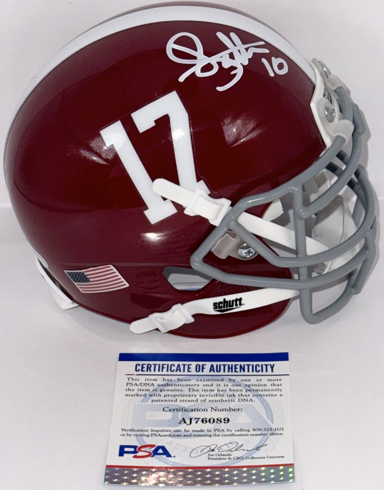 JK Scott Signed Autographed Alabama Crimson Tide Mini Helmet PSA/DNA COA