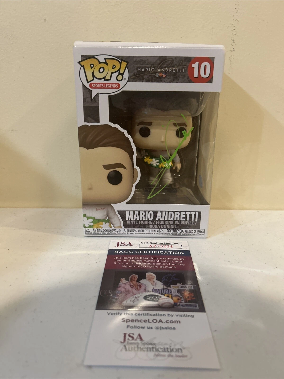 MARIO ANDRETTI SIGNED AUTOGRAPH SPORTS LEGENDS FUNKO POP JSA COA RACING LEGEND