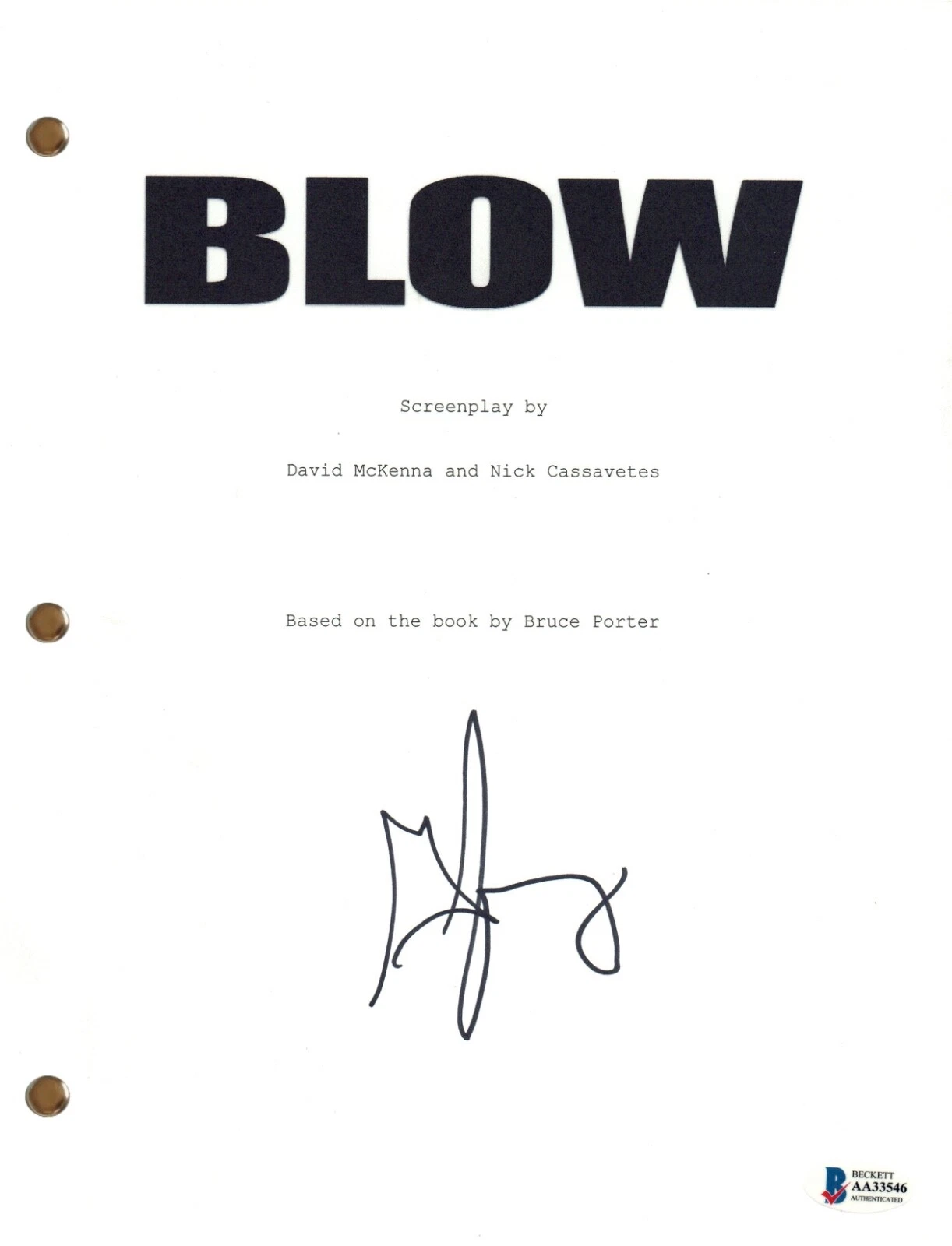 George Jung BLOW (2001) Signed Autographed Movie Script Full Screenplay BAS COA