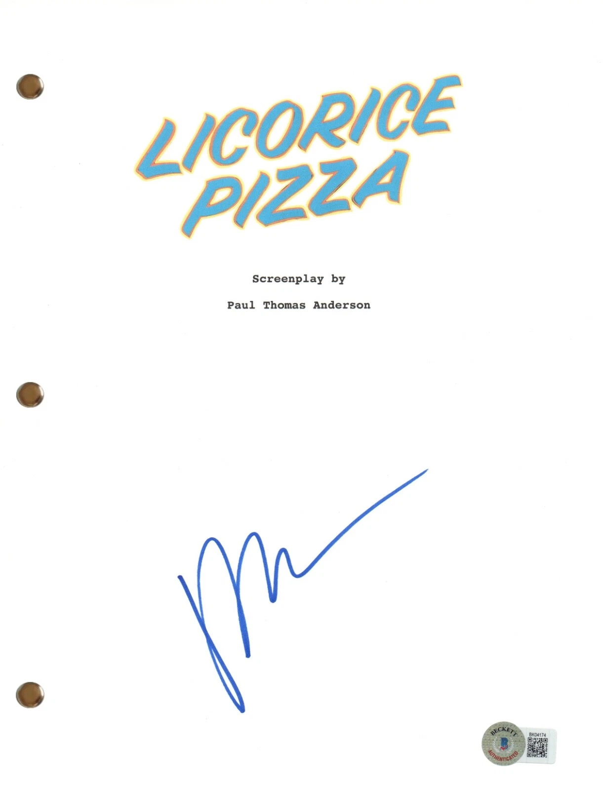 Paul Thomas Anderson LICORICE PIZZA Signed Autograph Movie Script Beckett COA
