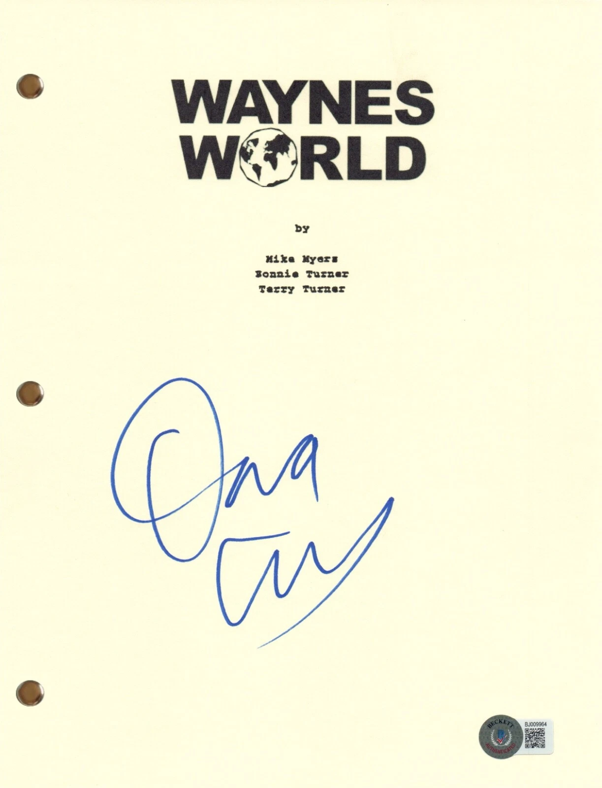 Dana Carvey WAYNE'S WORLD Signed Autographed Movie Script Screenplay Beckett COA