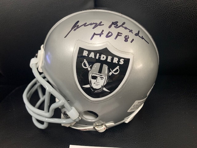 GEORGE BLANDA HAND SIGNED RAIDERS MINI HELMET HOF 81 INSCRIPTION JSA