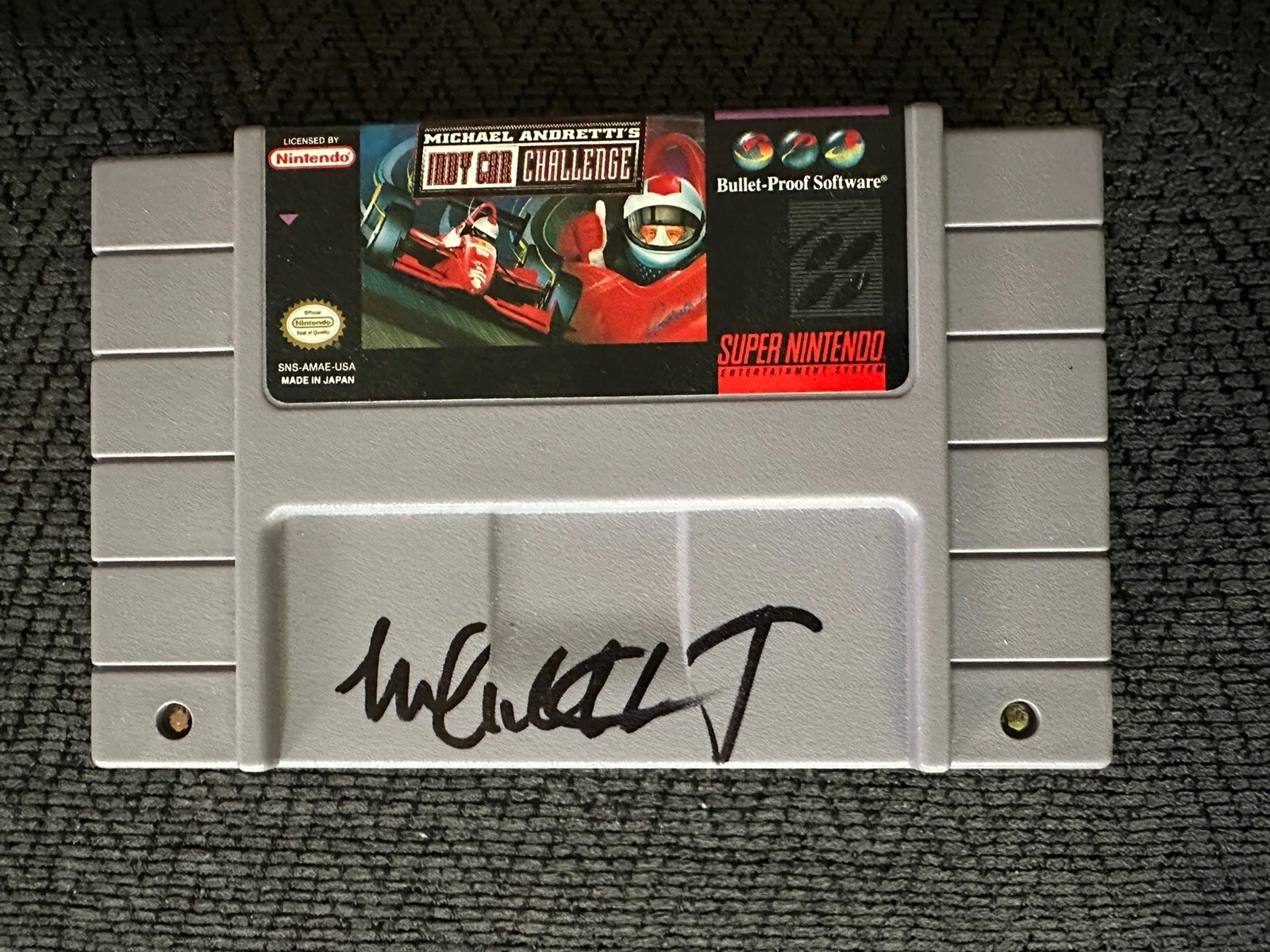 Michael Andretti Signed Super Nintendo Indy Car Challenge Video Game Indy 500