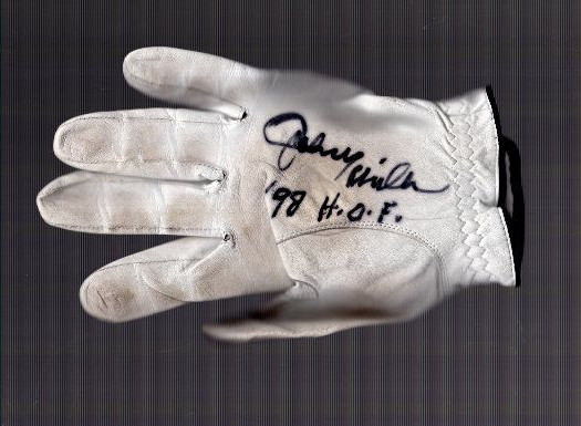 JOHNNY MILLER HAND SIGNED AND USED GOLF GLOVE+COA GOLF LEGEND JSA