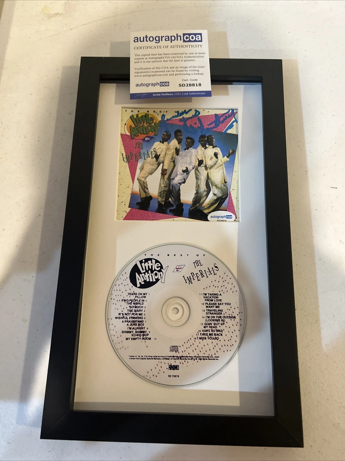 LITTLE ANTHONY & THE IMPERIALS SIGNED AUTOGRAPH FRAMED CD DISPLAY ACOA BEST OF