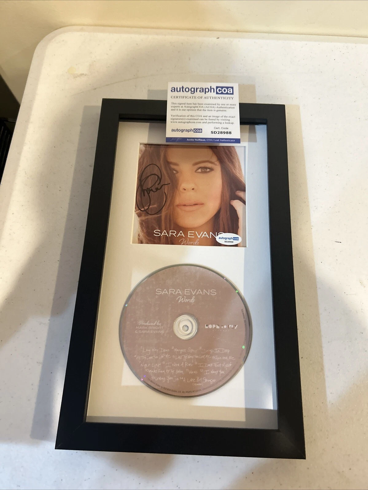 SARA EVANS SIGNED AUTOGRAPH FRAMED CD DISPLAY ACOA WORDS COUNTRY STAR
