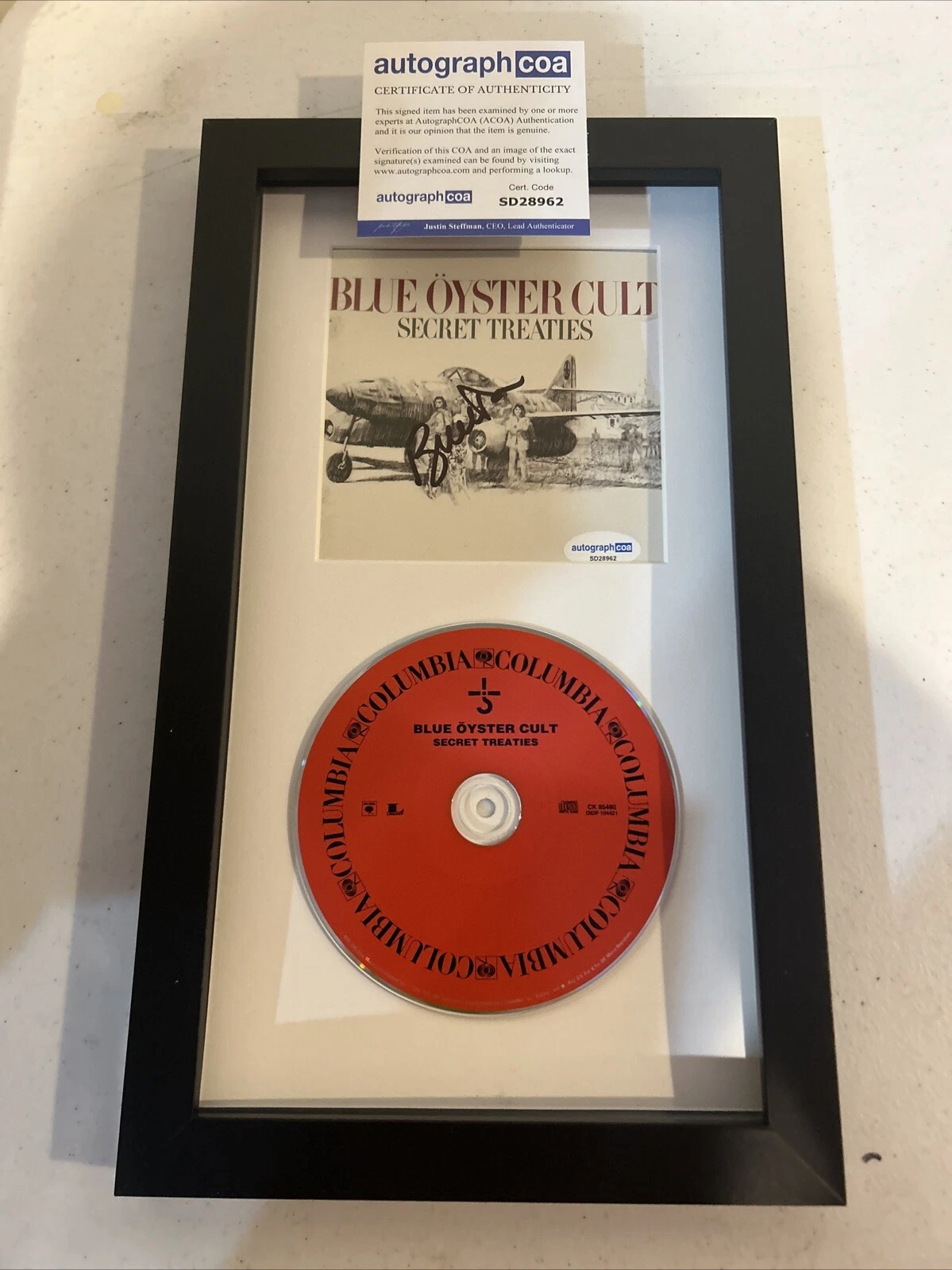 BUCK DHARMA BLUE OYSTER CULT SIGNED AUTOGRAPH FRAMED CD DISPLAY ACOA